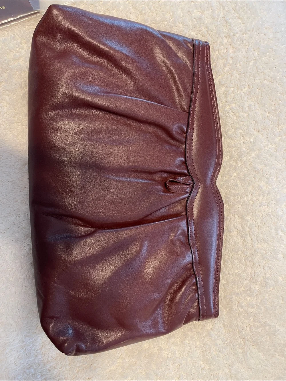 Vintage Etienne Aigner Burgundy Leather Clutch - Gold Accent cl